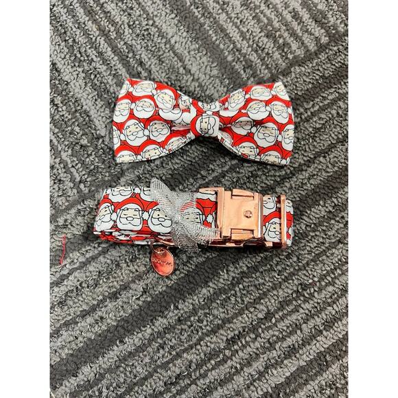 DOGWONG Red Christmas Dog Collar with Bowtie, Santa Claus Christmas Dog Collar - Picture 6 of 9